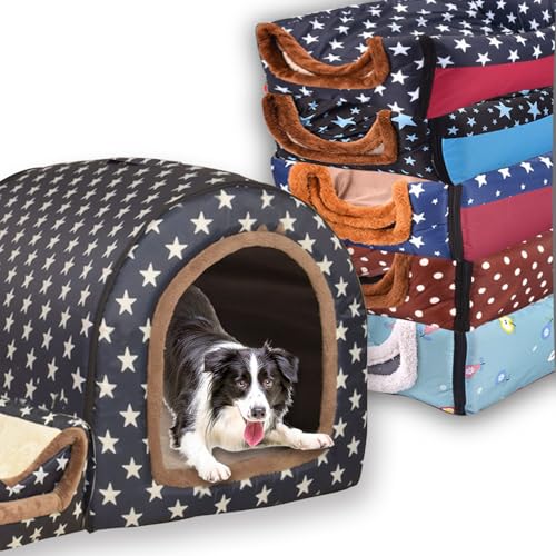 Extra großes Hundebett, 2-in-1-Haustierhöhle, wasserdicht, luxuriös, beruhigendes Hundehaus, Katzenzelt, Bett mit herausnehmbarem, weichem Kissen, rutschfester Boden, Outdoor-Hundebetten (D,105 x 80 x Extra großes Hundebett, 2-in-1-Haustierhöhle, wasserdicht, luxuriös, beruhigendes Hundehaus, Katzenzelt, Bett mit herausnehmbarem, weichem Kissen, rutschfester Boden, Outdoor-Hundebetten (D,105 x 80 x von Waigg Kii