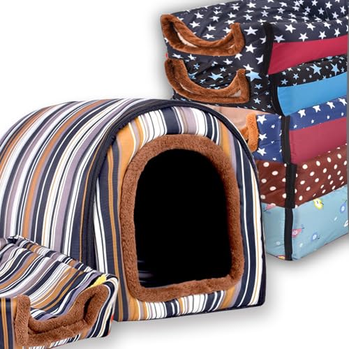 Extra großes Hundebett, 2-in-1-Haustierhöhle, wasserdicht, luxuriös, beruhigendes Hundehaus, Katzenzelt, Bett mit herausnehmbarem, weichem Kissen, rutschfester Boden, Outdoor-Hundebetten (H, 90 x 68 x von Waigg Kii