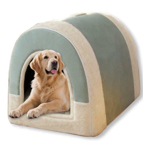 Große Hundehütte, 2-in-1-Bett mit Dach, faltbar, beruhigendes Hundebett, Sofa, beruhigende Hundehöhle, Haustierzelt, Bett, abnehmbar, waschbar, Anti-Angst, 56 x 43 x 43 cm, L, B Große Hundehütte, 2-in-1-Bett mit Dach, faltbar, beruhigendes Hundebett, Sofa, beruhigende Hundehöhle, Haustierzelt, Bett, abnehmbar, waschbar, Anti-Angst, 56 x 43 x 43 cm, L, B von Waigg Kii