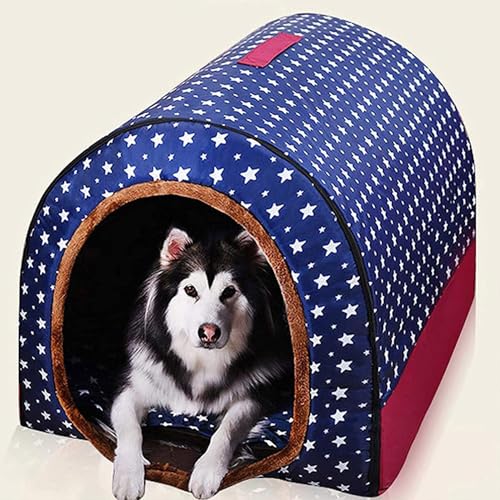 Große Hundehütte, luxuriöses Hundehüttenbett, extra groß, warm, für große und mittelgroße Hunde, Katzen, für drinnen und draußen, waschbar (105 x 80 x 78 cm, E) von Waigg Kii