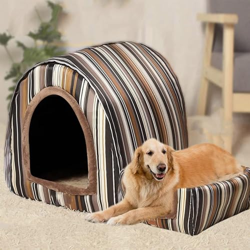 Große Hundehütte, luxuriöses Hundehüttenbett, extra groß, warm, für große und mittelgroße Hunde, Katzen, für drinnen und draußen, waschbar (45 x 38 x 36 cm, C) von Waigg Kii