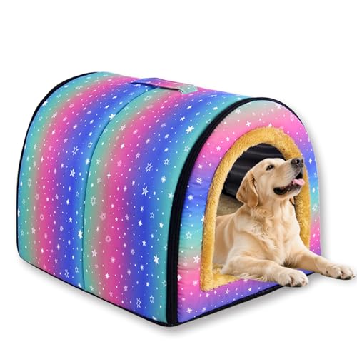 Großes Hundebett, 2-in-1, beruhigende Haustierhöhle, wasserdicht, luxuriöses Hundebett, abnehmbares, weiches Kissen, rutschfeste Unterseite, Outdoor-Hundebett für Katzen, Hunde, Kaninchen (35 x 28 x von Waigg Kii