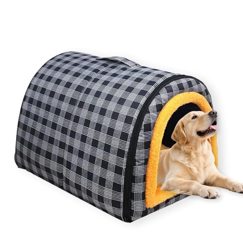 Großes Hundebett, 2-in-1, beruhigende Haustierhöhle, wasserdicht, luxuriöses Hundebett, abnehmbares, weiches Kissen, rutschfeste Unterseite, Outdoor-Hundebett für Katzen, Hunde, Kaninchen (35 x 28 x von Waigg Kii