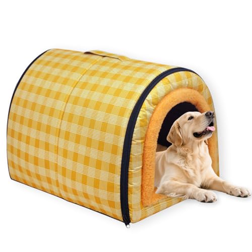 Großes Hundebett, 2-in-1, beruhigende Haustierhöhle, wasserdicht, luxuriöses Hundebett, abnehmbares, weiches Kissen, rutschfeste Unterseite, Outdoor-Hundebett für Katzen, Hunde, Kaninchen (70 x 55 x von Waigg Kii
