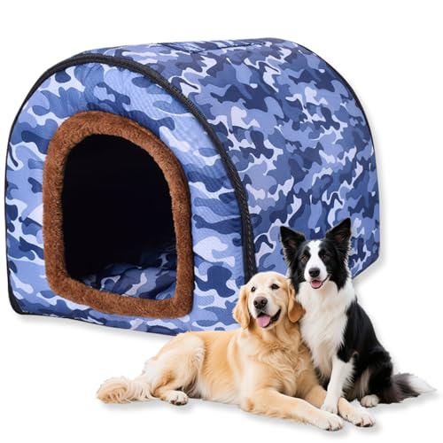 Großes Hundebett, 2-in-1-Hundehütte, beruhigende Hundehütte, waschbar, warme Haustierhöhle, wasserdicht, luxuriöses Haustierbett, abnehmbar, Anti-Angst, Outdoor-Hundehaus, Katzenbetten (G, 3XL, 104,9 Großes Hundebett, 2-in-1-Hundehütte, beruhigende Hundehütte, waschbar, warme Haustierhöhle, wasserdicht, luxuriöses Haustierbett, abnehmbar, Anti-Angst, Outdoor-Hundehaus, Katzenbetten (G, 3XL, 104,9 von Waigg Kii