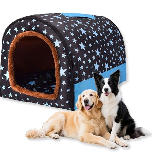 Großes Hundebett, 2-in-1-Hundehütte, beruhigende Hundehütte, waschbar, warme Haustierhöhle, wasserdicht, luxuriöses Haustierbett, abnehmbar, Anti-Angst, Outdoor-Hundehaus, Katzenbetten (I, Größe 3XL Großes Hundebett, 2-in-1-Hundehütte, beruhigende Hundehütte, waschbar, warme Haustierhöhle, wasserdicht, luxuriöses Haustierbett, abnehmbar, Anti-Angst, Outdoor-Hundehaus, Katzenbetten (I, Größe 3XL von Waigg Kii