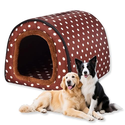 Großes Hundebett, 2-in-1-Hundehütte, beruhigende Hundehütte, waschbar, warme Haustierhöhle, wasserdicht, luxuriöses Haustierbett, abnehmbar, Anti-Angst, Outdoor-Hundehaus, Katzenbetten (K,2XL, 90,9 x von Waigg Kii