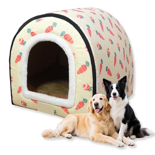 Großes Hundebett, 2-in-1-Hundehütte, beruhigende Hundehütte, waschbar, warme Haustierhöhle, wasserdicht, luxuriöses Haustierbett, abnehmbar, Anti-Angst, Outdoor-Hundehaus, Katzenbetten (O, 2XL, 90 x von Waigg Kii