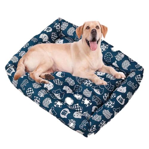 Großes Hundebett, orthopädisches Hundebett, groß, waschbar, rechteckig, weich, beruhigendes Sofa für mittelgroße und kleine Hunde, Katzen (Blau, 75 x 55 cm) von Waigg Kii