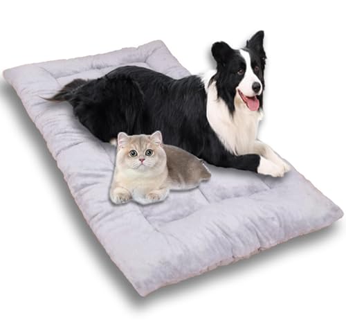 Großes Hundebett, waschbar, Auto-Sofa, orthopädisches Hundebett, beruhigender Schlaf, gemütlich, Kistenmatte, Anti-Angst-Hundebett, Kissen, Reisekissen (Grau, L 90 x 45 cm) von Waigg Kii