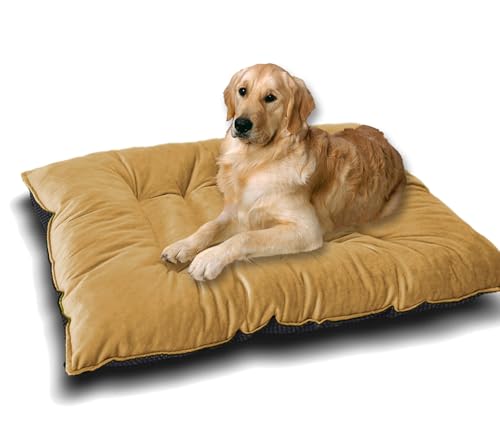 Großes Hundebett, waschbar, kurzer Plüsch, beruhigendes Katzenbett, Anti-Angst, luxuriöse Hunde-Schlafmatte, warme Matratze, rutschfeste Haustierbetten für den Innenbereich (Beige, 60 x 45 cm) von Waigg Kii