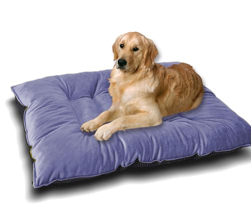 Großes Hundebett, waschbar, kurzer Plüsch, beruhigendes Katzenbett, Anti-Angst, luxuriöse Hunde-Schlafmatte, warme Matratze, rutschfeste Haustierbetten für den Innenbereich (Blau, 75 x 60 cm L) von Waigg Kii