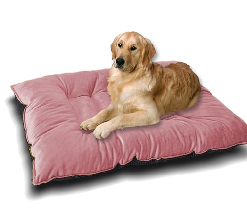 Großes Hundebett, waschbar, kurzer Plüsch, beruhigendes Katzenbett, Anti-Angst, luxuriöse Hunde-Schlafmatte, warme Matratze, rutschfeste Haustierbetten für den Innenbereich (Rosa, 60 x 45 cm) von Waigg Kii