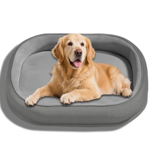 Großes Hundebett, waschbar, luxuriöse Hundematte, Schlafunterstützung, weich, Anti-Angst, Haustierbetten, Kisten-Matratze, abnehmbarer Bezug (Grau, Größe M, 55 x 40 cm) von Waigg Kii