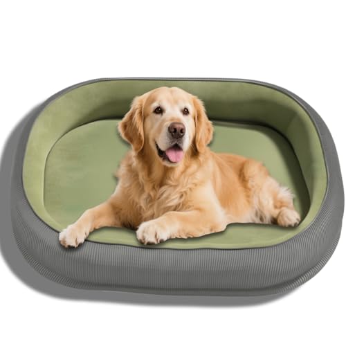 Großes Hundebett, waschbar, luxuriöse Hundematte, Schlafunterstützung, weich, Anti-Angst, Haustierbetten, Kisten-Matratze, abnehmbarer Bezug (Grün, Größe XL - 75 x 55 cm) von Waigg Kii