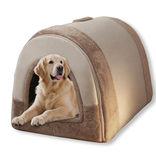 Großes Hundehaus, 2-in-1-Bett mit Dach, faltbar, beruhigendes Hundebett, Sofa, beruhigende Hundehöhle, Haustierzelt, Bett, abnehmbar, waschbar, Anti-Angst, 65 x 53 x 50 cm, XL Großes Hundehaus, 2-in-1-Bett mit Dach, faltbar, beruhigendes Hundebett, Sofa, beruhigende Hundehöhle, Haustierzelt, Bett, abnehmbar, waschbar, Anti-Angst, 65 x 53 x 50 cm, XL von Waigg Kii
