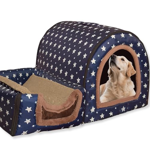 Hundebett, 2-in-1-Hundehütte, warm, waschbar, große Haustierhöhle, wasserdicht, luxuriöses Haustierhaus, abnehmbar, Anti-Angst-Hütte, Iglu-Katzenbetten für drinnen und draußen, M, 105 x 80 x 75 cm Hundebett, 2-in-1-Hundehütte, warm, waschbar, große Haustierhöhle, wasserdicht, luxuriöses Haustierhaus, abnehmbar, Anti-Angst-Hütte, Iglu-Katzenbetten für drinnen und draußen, M, 105 x 80 x 75 cm von Waigg Kii
