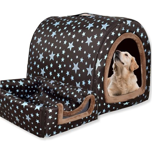 Hundebett, 2-in-1-Hundehütte, warm, waschbar, große Haustierhöhle, wasserdicht, luxuriöses Haustierhaus, abnehmbar, Anti-Angst-Hütte, Iglu-Katzenbetten für drinnen und draußen, N, 105 x 80 x 75 cm Hundebett, 2-in-1-Hundehütte, warm, waschbar, große Haustierhöhle, wasserdicht, luxuriöses Haustierhaus, abnehmbar, Anti-Angst-Hütte, Iglu-Katzenbetten für drinnen und draußen, N, 105 x 80 x 75 cm von Waigg Kii