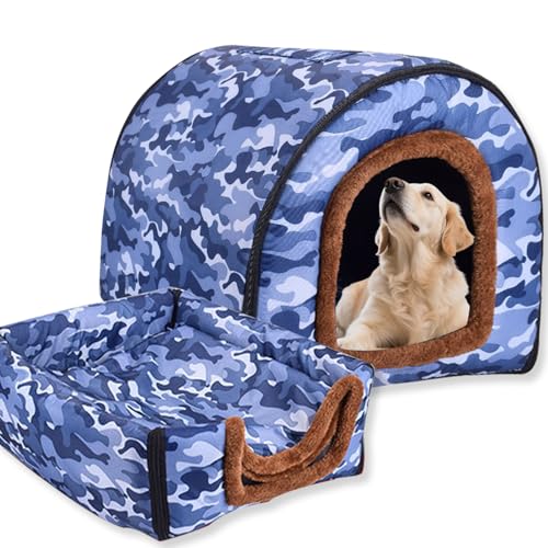 Hundebett, 2-in-1-Hundehütte, warm, waschbar, große Haustierhöhle, wasserdicht, luxuriöses Haustierhaus, abnehmbar, Anti-Angst-Hütte, Iglu-Katzenbetten für drinnen und draußen (I, 105 x 80 x 75 cm) Hundebett, 2-in-1-Hundehütte, warm, waschbar, große Haustierhöhle, wasserdicht, luxuriöses Haustierhaus, abnehmbar, Anti-Angst-Hütte, Iglu-Katzenbetten für drinnen und draußen (I, 105 x 80 x 75 cm) von Waigg Kii