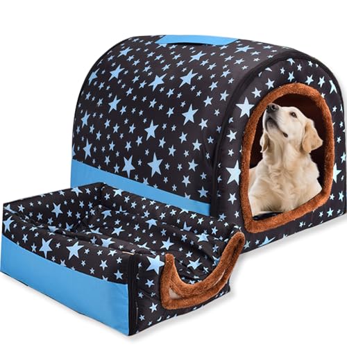Hundebett, 2-in-1-Hundehütte, warm, waschbar, große Haustierhöhle, wasserdicht, luxuriöses Haustierhaus, abnehmbar, Anti-Angst-Iglu-Katzenbetten für drinnen und draußen, G, 105 x 80 x 75 cm Hundebett, 2-in-1-Hundehütte, warm, waschbar, große Haustierhöhle, wasserdicht, luxuriöses Haustierhaus, abnehmbar, Anti-Angst-Iglu-Katzenbetten für drinnen und draußen, G, 105 x 80 x 75 cm von Waigg Kii