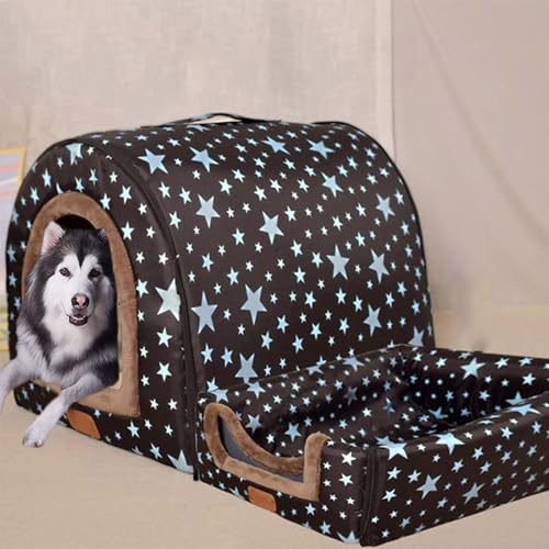 Hundehütte für große Hunde, extragroß, warm, für große und mittelgroße Hunde, Katzen, für drinnen und draußen, waschbar (92 x 68 x 72 cm, D) von Waigg Kii