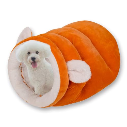 Katzen-Winterschlafsack, waschbar, Katzenbetten für Hauskatzen, weich, Anti-Angst, tiefer Schlafnest, beruhigend, gemütlich für kleine Haustiere (Orange, Größe M, 50 x 35 cm) von Waigg Kii