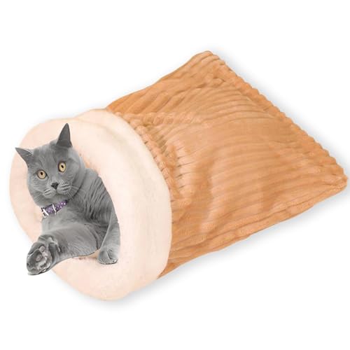 Katzen-Winterschlafsack, waschbar, weich, bequem, Katzenschlafsack für Innenkatzen, beruhigend, gemütlich, für kleine Haustiere (Braun, Größe M, 44 x 37 cm) von Waigg Kii