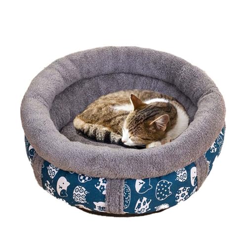 Katzenbett, Donut-Hundebett, rundes Katzenbett für Innen, Höhle, Kätzchen, Welpen, orthopädisch, beruhigendes Katzenbett, erhöhtes Sofakissen (grau, 40 cm) von Waigg Kii