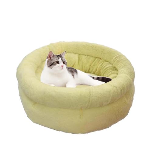 Katzenbett, Höhle, Donut, kleine Hundebetten, rundes Katzenbett für Innen, Höhle, Kätzchen, Welpen, orthopädisch, beruhigendes Katzenbett, erhöhtes Sofakissen (Grün, 40 cm) von Waigg Kii