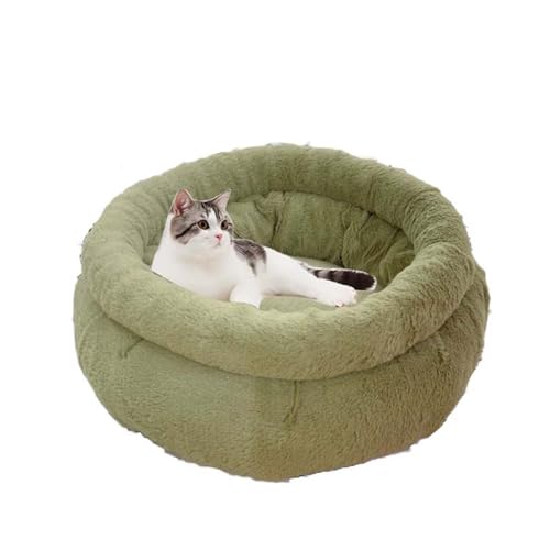 Katzenbett, Höhle, Donut, kleine Hundebetten, rundes Katzenbett für Innen, Höhle, Kätzchen, Welpen, orthopädisch, beruhigendes Katzenbett, erhöhtes Sofakissen (Grün B, 40 cm) von Waigg Kii