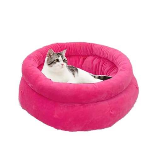 Katzenbett, Höhle, Donut, kleine Hundebetten, rundes Katzenbett für Innen, Höhle, Kätzchen, Welpen, orthopädisch, beruhigendes Katzenbett, erhöhtes Sofakissen (Rosa, 40 cm) von Waigg Kii