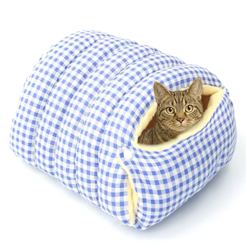 Katzenhaus für den Innenbereich, überdachtes 2-in-1-Katzenbett, luxuriöse Katzenhöhle mit herausnehmbarem, warmem Schlafkissen, Sofa, superweiches Unterschlupf, Hundebett (S-30 x 30 x 20 cm, B) von Waigg Kii