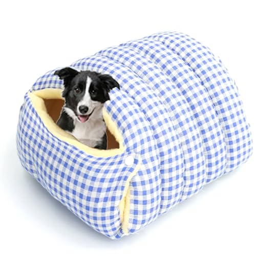 Katzenhaus für den Innenbereich, waschbar, 2-in-1-Katzenhöhle mit abnehmbarem, warmem Schlafkissen, Sofa, Unterschlupf, Hundebett (Blau, 65 x 40 x 28 cm L) von Waigg Kii