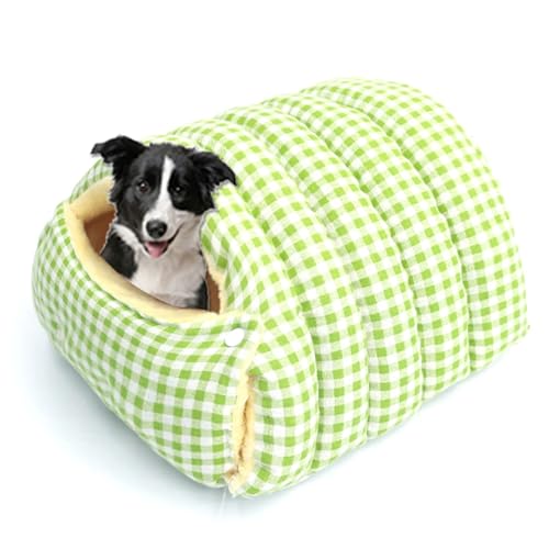 Katzenhaus für den Innenbereich, waschbar, 2-in-1-Katzenhöhle mit abnehmbarem, warmem Schlafkissen, Sofa, Unterschlupf, Hundebett (Grün, 48 x 30 x 20 cm) von Waigg Kii