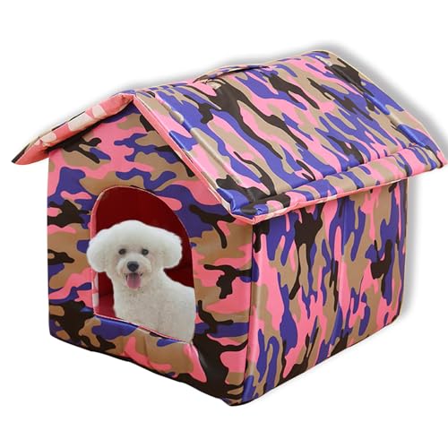 Katzenhausbett, waschbar, für den Außenbereich, winddicht, regendicht, abnehmbar, weich, warm, faltbar, beruhigende Matte für Indoor-Katzen und Hunde (C,43 x 40 x 42-L) von Waigg Kii