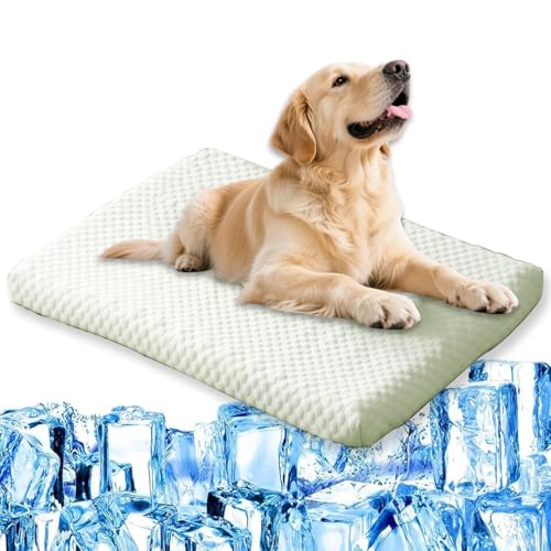 Kühlmatte für Hunde, waschbar, langlebig, kühlende Matte für Hunde und Katzen, Eisdecke, hält den Hund im Sommer kühl, Haustierkissen (L-90 x 60 x 5 cm, Grün) von Waigg Kii