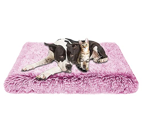 Memory-Schaumstoff-Hundebett, groß, orthopädisch, weich, Plüsch, Hundebett, flauschig, beruhigend, rutschfest, waschbar (120 x 80 x 7 cm, Rosa) von Waigg Kii