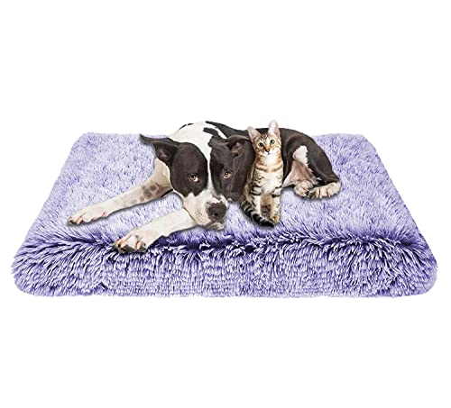 Memory-Schaumstoff-Hundebett, groß, orthopädisch, weich, Plüsch, Hundebett, flauschig, beruhigend, rutschfest, waschbar (120 x 80 x 7 cm, Violett) von Waigg Kii