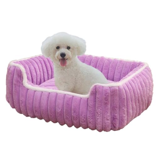 Orthopädisches Hundebett, groß, waschbar, Sofakissen, rechteckig, weich, für Hunde, Katzen, Kätzchen, Welpen, rutschfeste Unterseite, Lila, 80 x 65 x 15 cm von Waigg Kii
