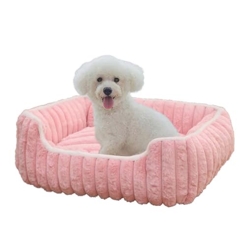 Orthopädisches Hundebett, groß, waschbar, Sofakissen, rechteckig, weich, für Hunde, Katzen, Kätzchen, Welpen, rutschfeste Unterseite, Rosa, 80 x 65 x 15 cm von Waigg Kii