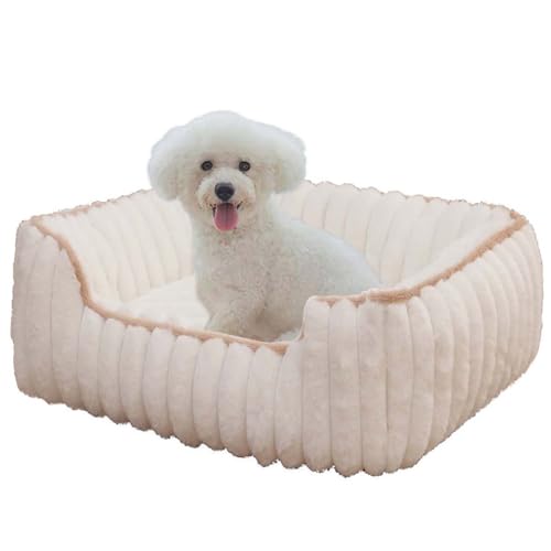 Orthopädisches Hundebett, groß, waschbar, Sofakissen, rechteckig, weich, für Hunde, Katzen, Kätzchen, Welpen, rutschfeste Unterseite, Weiß, 80 x 65 x 15 cm von Waigg Kii