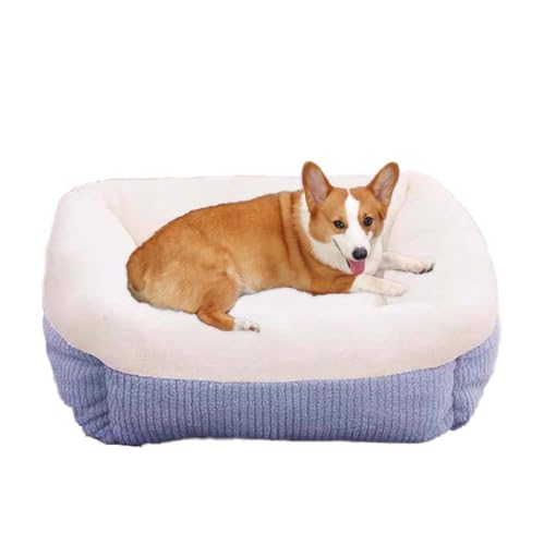 Orthopädisches Hundebett, waschbar, rechteckig, weich, beruhigendes Sofa für mittelgroße und kleine Hunde, Katzen, rutschfest, Blau, 38 x 38 x 20 cm von Waigg Kii