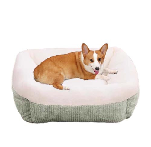 Orthopädisches Hundebett, waschbar, rechteckig, weich, beruhigendes Sofa für mittelgroße und kleine Hunde, Katzen, rutschfest, Grün, 38 x 38 x 20 cm von Waigg Kii