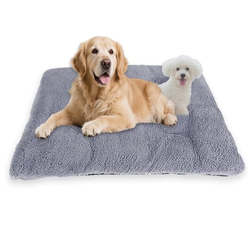 Selbstheizendes großes Hundebett, waschbar, Katzenschlafbett, beruhigendes, warmes Haustierkissen für den Innenbereich, Katze, Anti-Angst-Matte, rutschfeste Unterseite (Grau, 70 x 45 x 5 cm) von Waigg Kii