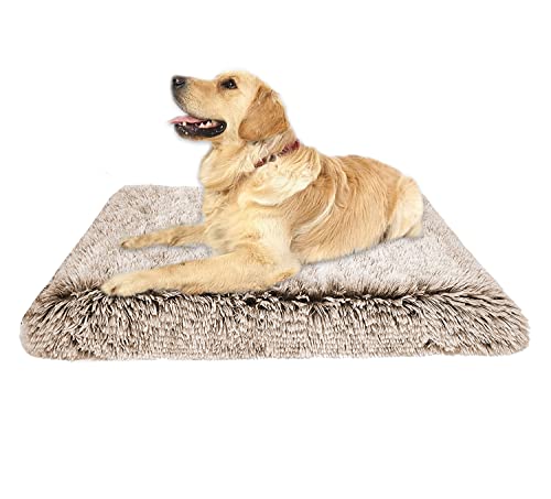 Ultraweiche Plüsch-Hundebett-Matratze, Eierkiste, Hundezubehör, groß, orthopädisch, abnehmbar, waschbar, rutschfest, Hunde-Schlafkissen (L, Hellbraun) von Waigg Kii