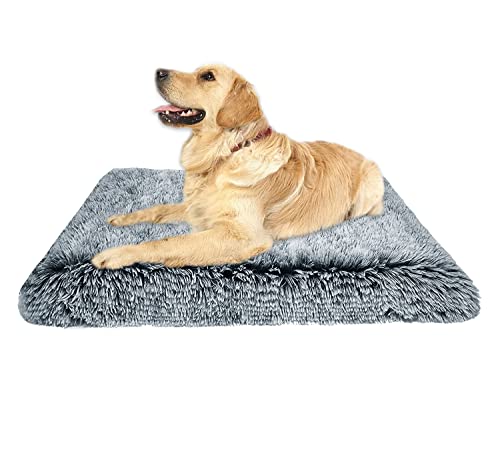 Ultraweiche Plüsch-Hundebett-Matratze, Eierkiste, groß, orthopädisch, abnehmbar, waschbar, rutschfest, Hunde-Schlafkissen (L, Schwarz) von Waigg Kii