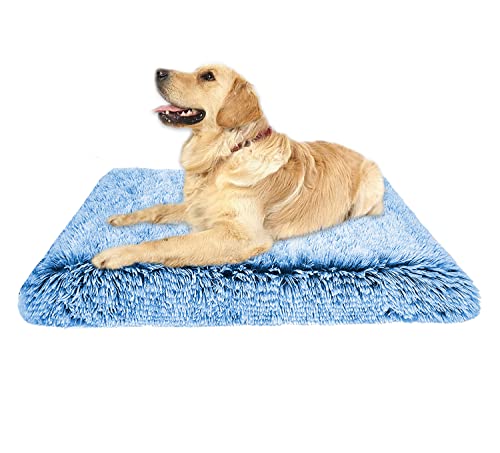 Ultraweiche Plüsch-Hundebett-Matratze, Eierkiste, groß, orthopädisch, abnehmbar, waschbar, rutschfest, Hunde-Schlafkissen (L, blau) von Waigg Kii