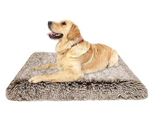 Ultraweiches Plüsch-Hundebett, Matratze, Eierkiste, groß, orthopädisches Hundebett, abnehmbar, waschbar, rutschfest, Größe M, Dunkelbraun von Waigg Kii