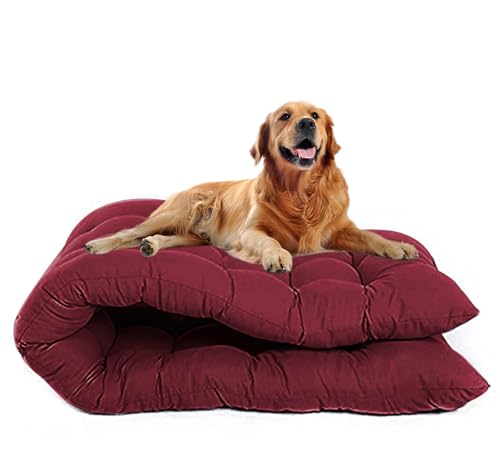 Waigg Kii Extra große Hundebett-Matratze, waschbar, beruhigend, langlebig, Anti-Angst, große Hundebetten, Matratze für große Hunde (Rot, 80 x 55 cm) von Waigg Kii