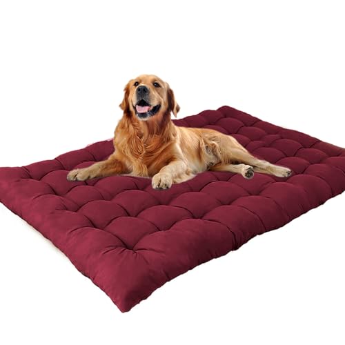 Waigg Kii Extra großes Hundebett, beruhigende Hundematratze, Anti-Angst, waschbar, für mittelgroße und große Hunde (100 x 50 cm, Rot) von Waigg Kii